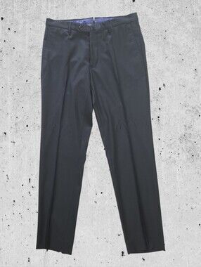 Incotex Men's Super 160s Wool Dress Pants Black / Blue Inside Size 30 Slim Fit